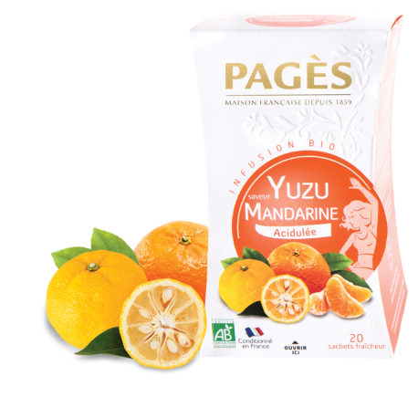 Infusion saveur Yuzu Mandarine bio 20 sachets Pagès